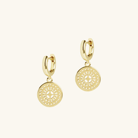 Ancient Sun Huggie Hoop Earrings Gold